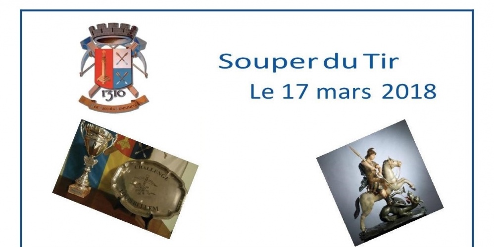 Souper du Tir 2018 – 17 mars 2018 à 19h00 🗓 🗺