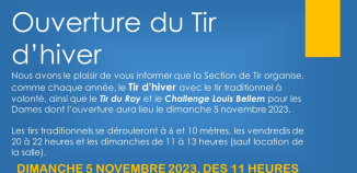 Ouverture Tir d’HIVER 2023