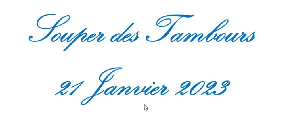 Souper des Tambours 2023 – 21 janvier 2023 à 19h30 🗓 🗺