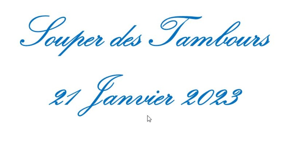 Souper des Tambours 2023 – 21 janvier 2023 à 19h30 🗓 🗺